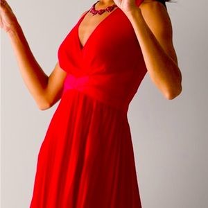 NWT. WHBM Red Pleated Party Dress